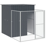 Dog House with Run Anthracite 165x659x181 cm Galvanised Steel - Rear View