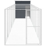 Dog House with Run Anthracite 165x863x181 cm Galvanised Steel - Side View