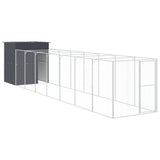 Dog House with Run Anthracite 165x863x181 cm Galvanised Steel - 45-Degree Angle