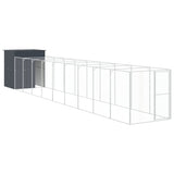 Dog House with Run Anthracite 165x1067x181 cm Galvanised Steel - Front View