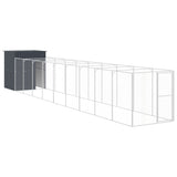 Dog House with Run Anthracite 165x1067x181 cm Galvanised Steel - 45-Degree Angle