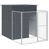 Dog House with Run Anthracite 165x1067x181 cm Galvanised Steel - Rear View