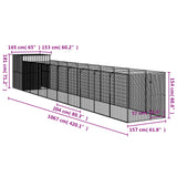 Dog House with Run Anthracite 165x1067x181 cm Galvanised Steel - Low Angle