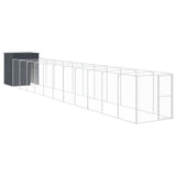 Dog House with Run Anthracite 165x1271x181 cm Galvanised Steel - Front View