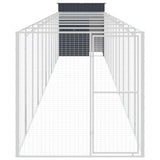 Dog House with Run Anthracite 165x1271x181 cm Galvanised Steel - Side View