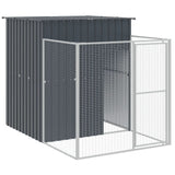 Dog House with Run Anthracite 165x1271x181 cm Galvanised Steel - Rear View