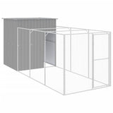 Dog House with Run Light Grey 165x455x181 cm Galvanised Steel - Front View