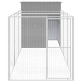 Dog House with Run Light Grey 165x455x181 cm Galvanised Steel - Side View