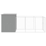 Dog House with Run Light Grey 165x455x181 cm Galvanised Steel