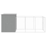 Dog House with Run Light Grey 165x455x181 cm Galvanised Steel - Top-Down View