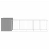 Dog House with Run Light Grey 165x659x181 cm Galvanised Steel - Top-Down View