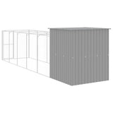 Dog House with Run Light Grey 165x659x181 cm Galvanised Steel