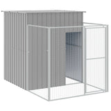 Dog House with Run Light Grey 165x659x181 cm Galvanised Steel - Rear View