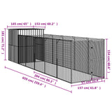 Dog House with Run Light Grey 165x659x181 cm Galvanised Steel - Low Angle