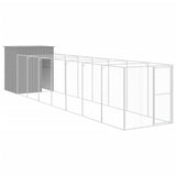 Dog House with Run Light Grey 165x863x181 cm Galvanised Steel - Front View