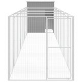 Dog House with Run Light Grey 165x863x181 cm Galvanised Steel - Side View