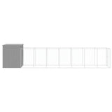 Dog House with Run Light Grey 165x863x181 cm Galvanised Steel