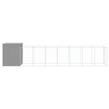 Dog House with Run Light Grey 165x863x181 cm Galvanised Steel - Top-Down View