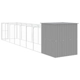 Dog House with Run Light Grey 165x863x181 cm Galvanised Steel