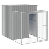 Dog House with Run Light Grey 165x863x181 cm Galvanised Steel - Rear View