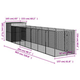 Dog House with Run Light Grey 165x863x181 cm Galvanised Steel - Low Angle