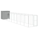 Dog House with Run Light Grey 165x1067x181 cm Galvanised Steel - Front View