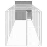 Dog House with Run Light Grey 165x1067x181 cm Galvanised Steel - Side View