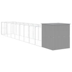 Dog House with Run Light Grey 165x1067x181 cm Galvanised Steel