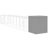 Dog House with Run Light Grey 165x1067x181 cm Galvanised Steel - 45-Degree Angle