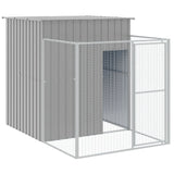 Dog House with Run Light Grey 165x1067x181 cm Galvanised Steel - Rear View