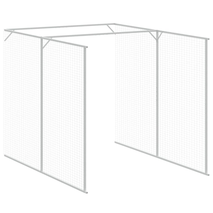 Dog House with Run Light Grey 165x1067x181 cm Galvanised Steel