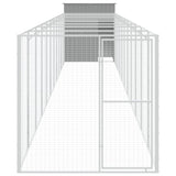 Dog House with Run Light Grey 165x1271x181 cm Galvanised Steel - Side View