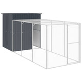 Chicken Cage with Run Anthracite 165x455x181 cm Galvanised Steel - Front View