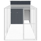 Chicken Cage with Run Anthracite 165x455x181 cm Galvanised Steel - Side View