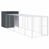 Chicken Cage with Run Anthracite 165x659x181 cm Galvanised Steel - Front View
