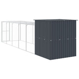Chicken Cage with Run Anthracite 165x659x181 cm Galvanised Steel - 45-Degree Angle