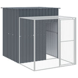 Chicken Cage with Run Anthracite 165x659x181 cm Galvanised Steel - Rear View