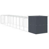 Chicken Cage with Run Anthracite 165x1067x181 cm Galvanised Steel - 45-Degree Angle