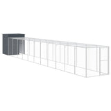 Chicken Cage with Run Anthracite 165x1271x181 cm Galvanised Steel - Front View