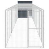 Chicken Cage with Run Anthracite 165x1271x181 cm Galvanised Steel - Side View