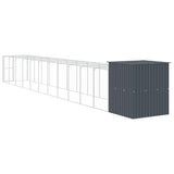 Chicken Cage with Run Anthracite 165x1271x181 cm Galvanised Steel - 45-Degree Angle