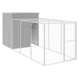 Chicken Cage with Run Light Grey 165x455x181 cm Galvanised Steel - Front View
