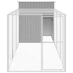 Chicken Cage with Run Light Grey 165x455x181 cm Galvanised Steel