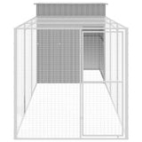 Chicken Cage with Run Light Grey 165x455x181 cm Galvanised Steel - Side View