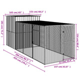 Chicken Cage with Run Light Grey 165x455x181 cm Galvanised Steel - Low Angle