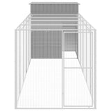 Chicken Cage with Run Light Grey 165x659x181 cm Galvanised Steel - Side View