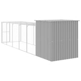 Chicken Cage with Run Light Grey 165x659x181 cm Galvanised Steel - 45-Degree Angle