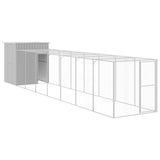 Chicken Cage with Run Light Grey 165x863x181 cm Galvanised Steel - Front View