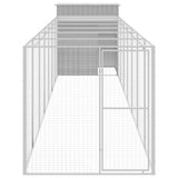 Chicken Cage with Run Light Grey 165x863x181 cm Galvanised Steel - Side View