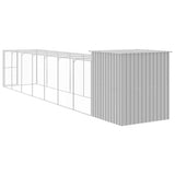 Chicken Cage with Run Light Grey 165x863x181 cm Galvanised Steel